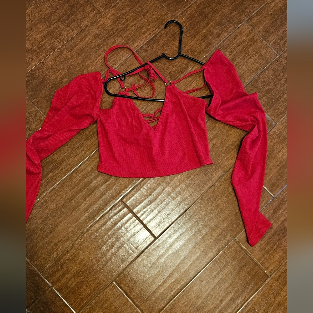 Dolls Kill Horoscopez Red Cold Shoulder Red Shirt - XL